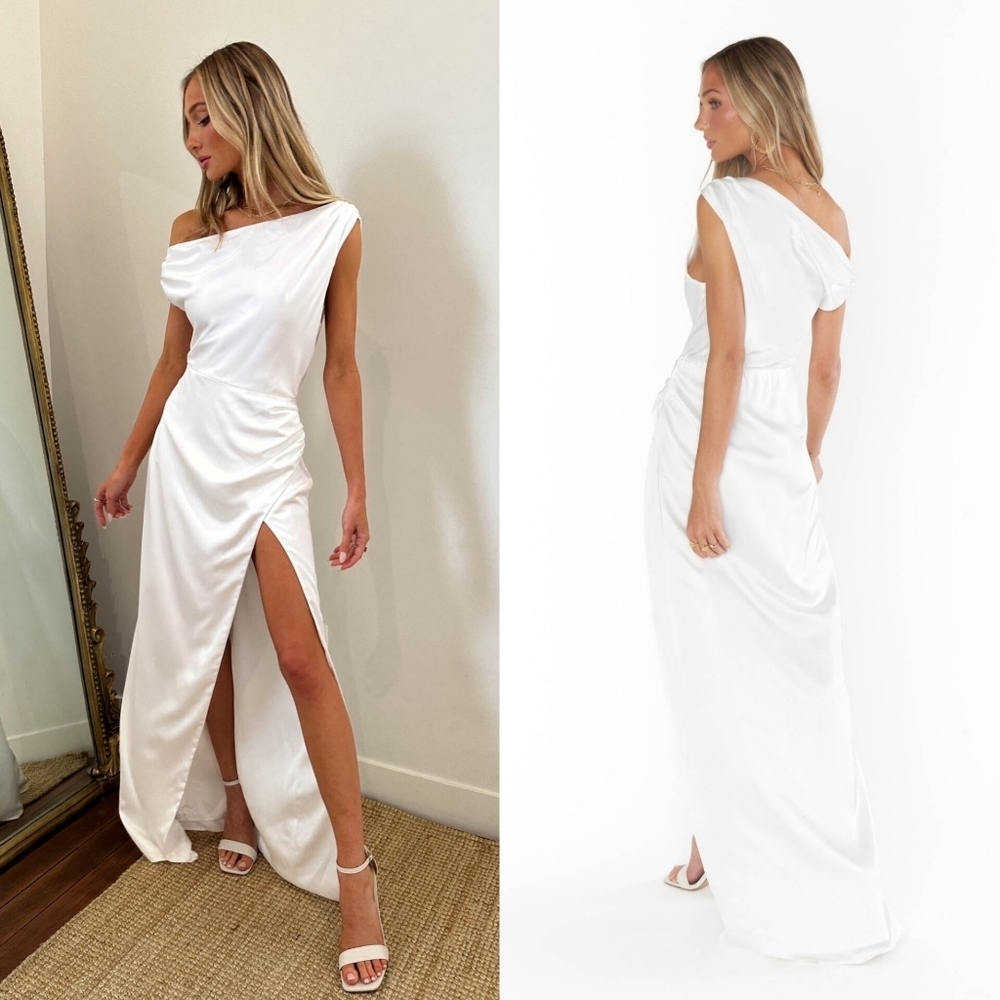 Show Me Your MUMU Jodie Ivory Luxe Satin Maxi Dress Wedding Bridal Party Prom